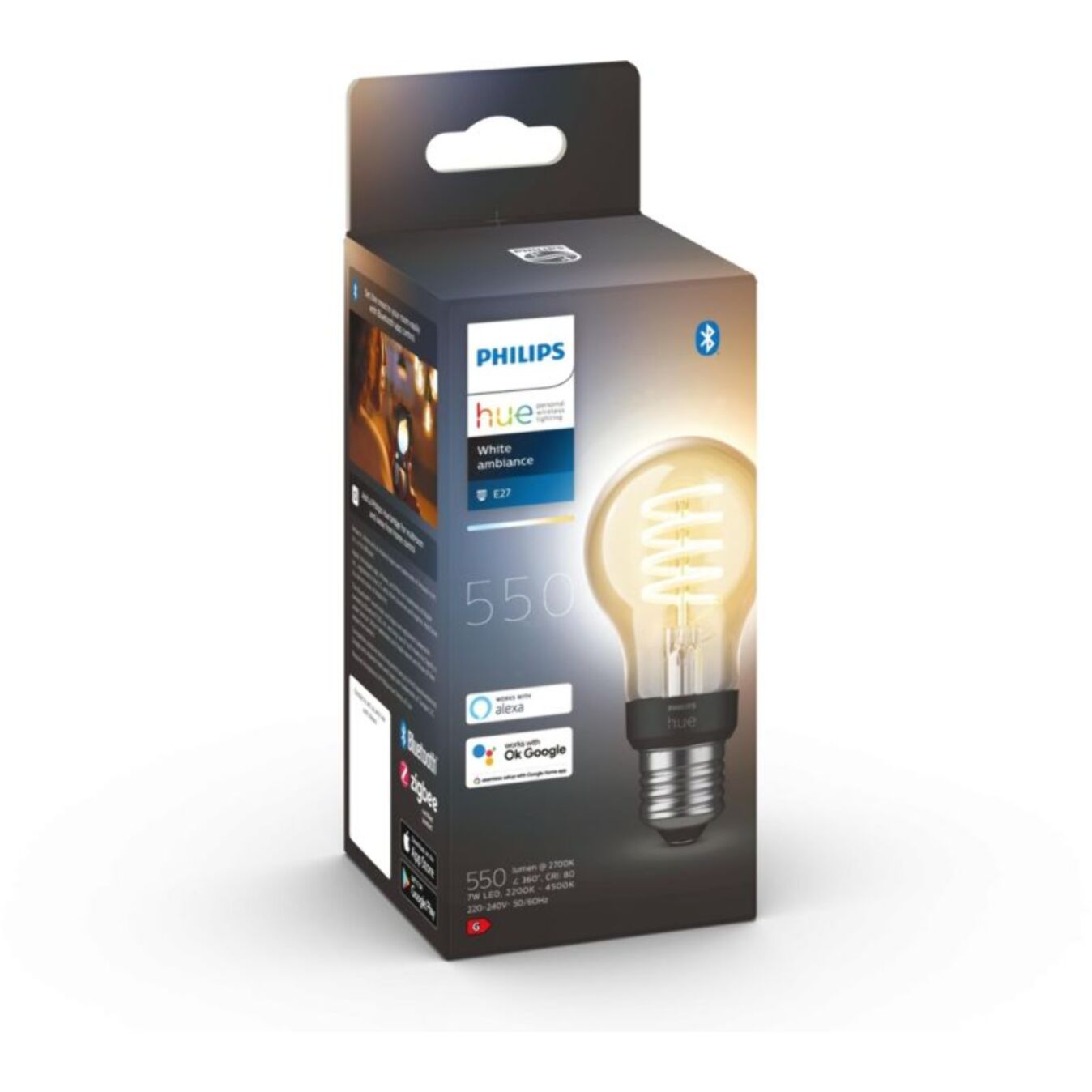 Ampoule LED connectée PHILIPS HUE E27 White Ambiance Filament