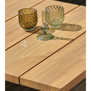 LAVEZZI - Salon de jardin 5 places en aluminium et plateau imitation bois