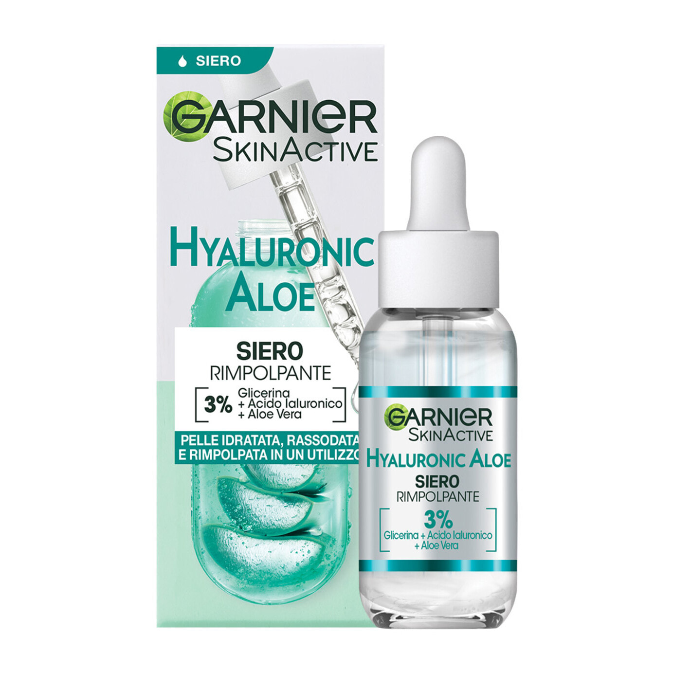 Siero Viso Rimpolpante Idratante Rassodante SkinActive Hyaluronic Aloe con 3% Glicerina Acido Ialuronico Aloe Vera - Flacone da 30ml