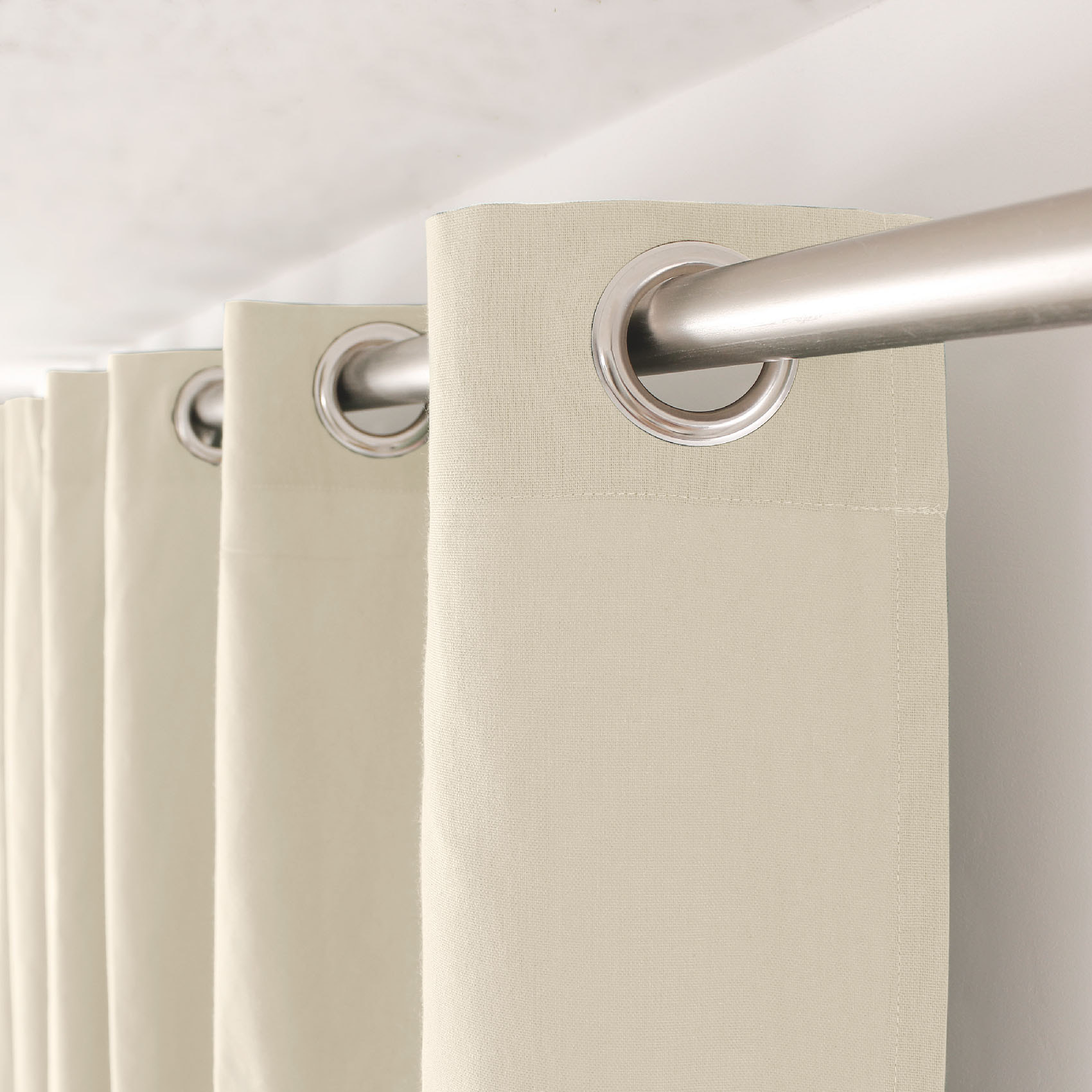 Rideau coloré en pur coton 8 œillets - Ecru