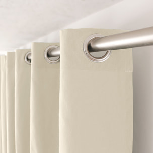 Rideau coloré en pur coton 8 œillets - Ecru