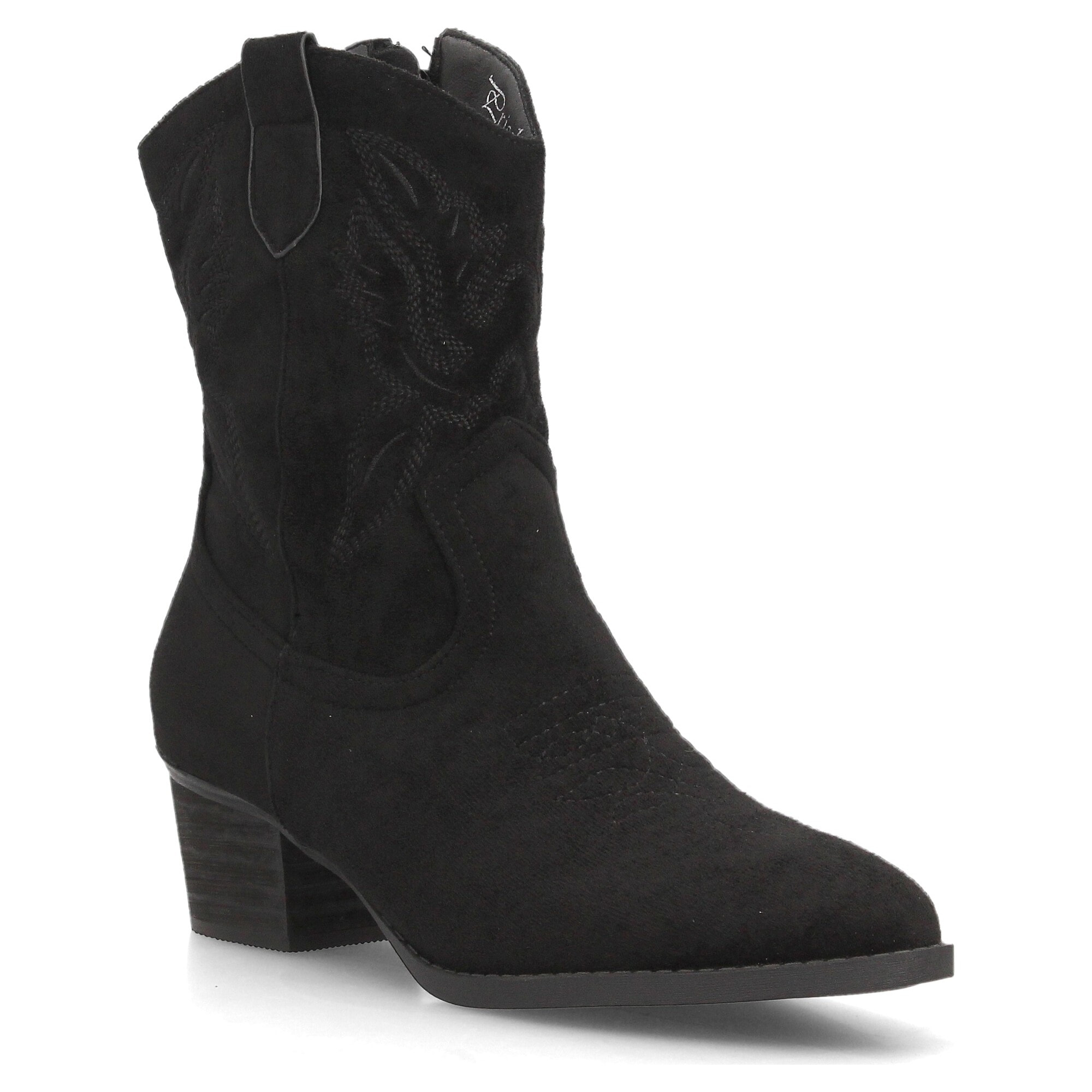 Botas cowboy bordadas con tacón ancho para mujer