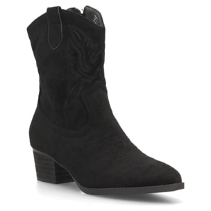 Botas cowboy bordadas con tacón ancho para mujer