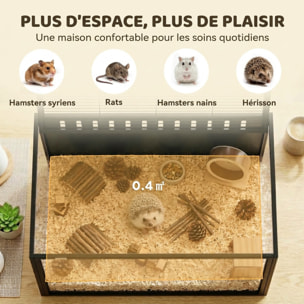 Cage hamster grande taille acrylique acier dim. 81x51x53cm toit ouvrant noir