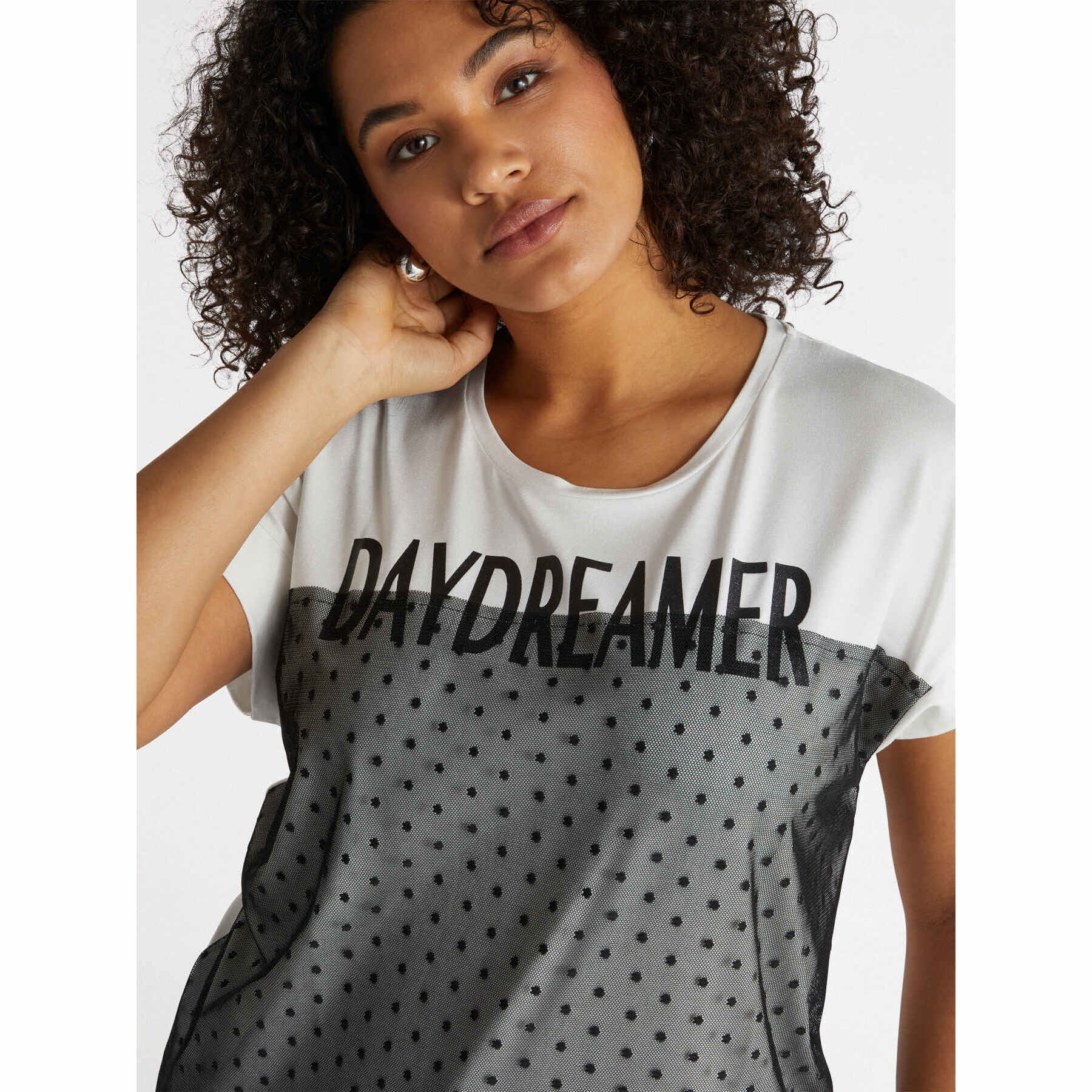 Fiorella Rubino - Camiseta LENZING™ ECOVERO™ de viscosa con tul - Negro