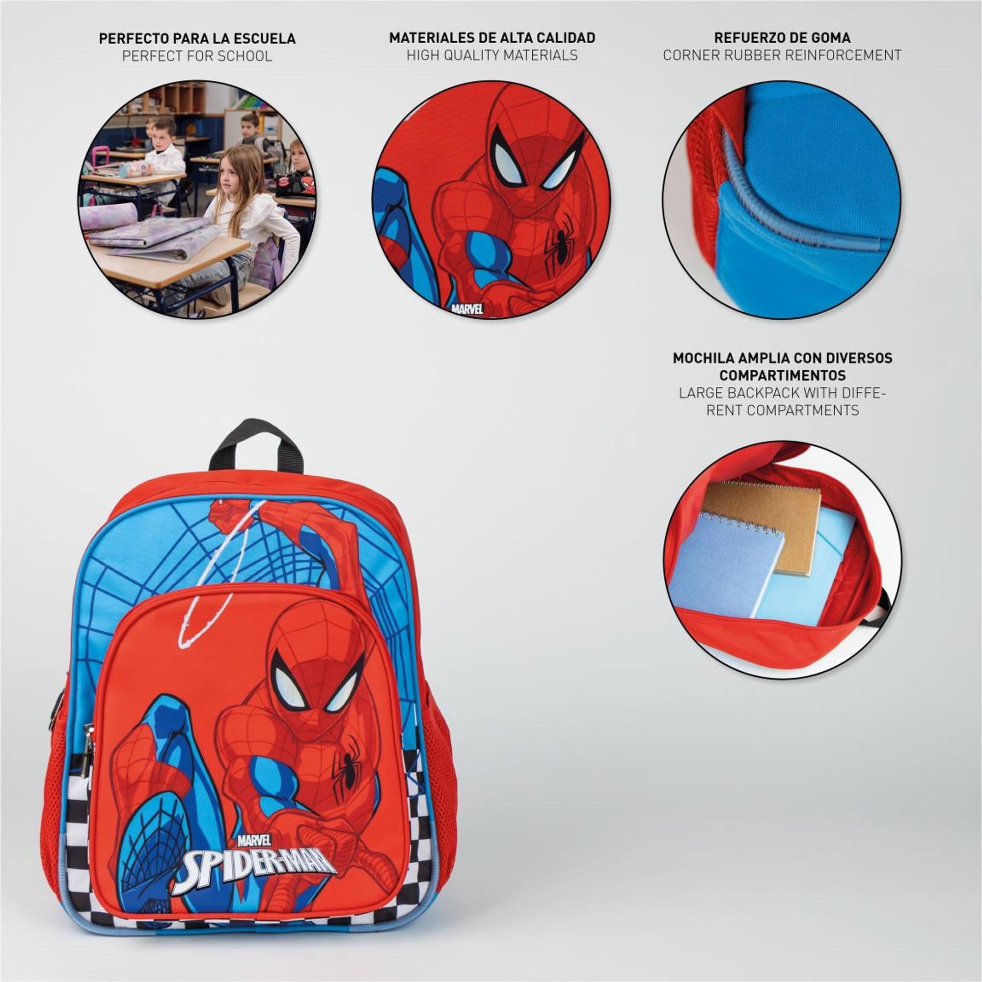 Mochila Escolar Mediana Spiderman 31.0 X 12.0 X 38.0 Cm