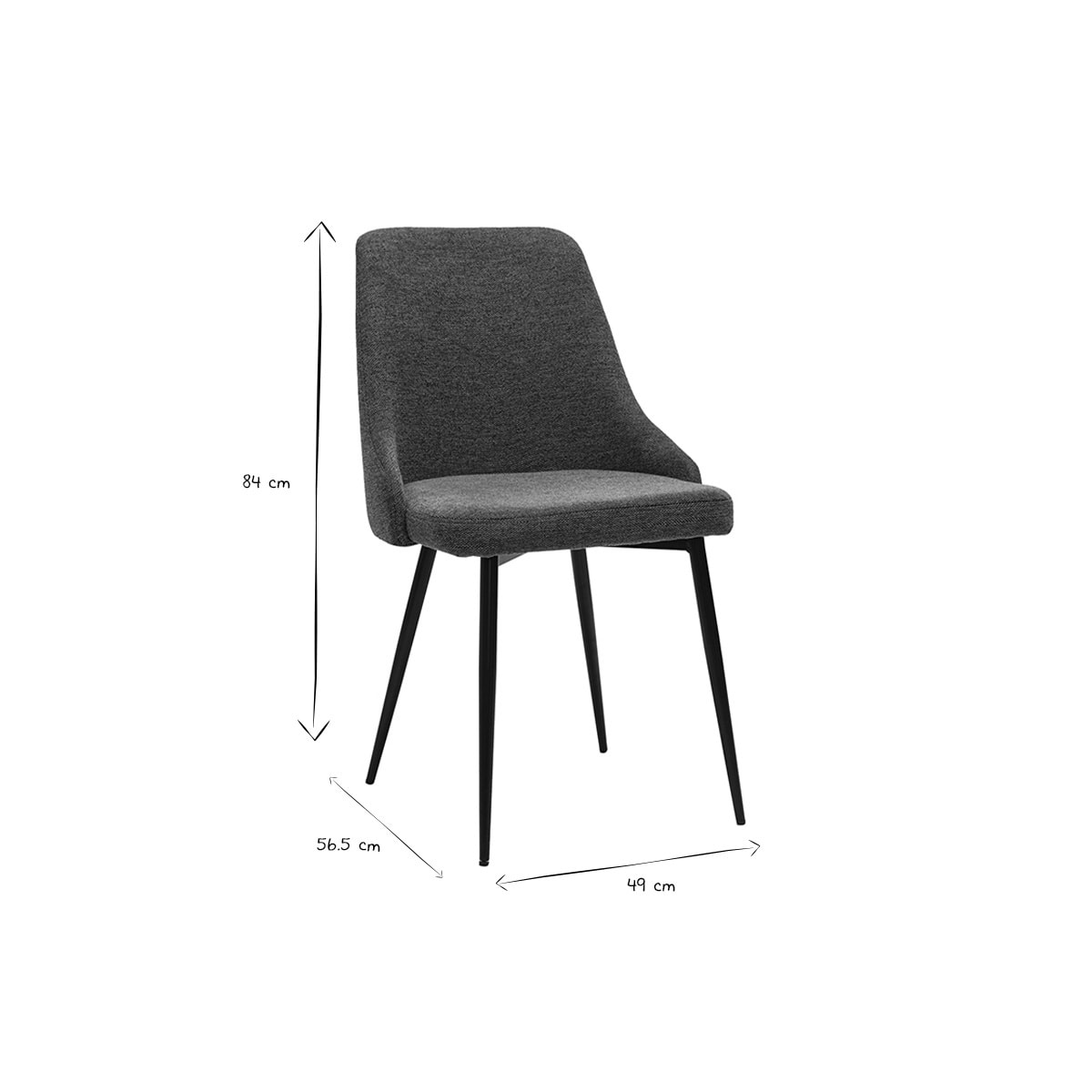 Chaises design en tissu effet velours texturé vert foncé et métal noir (lot de 2) CULT