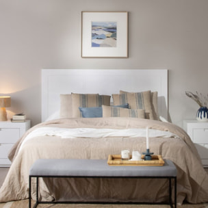 Tête de lit Sisal -panneau de mdf et laqué blanc-couleur laqué blanc mat 162 x 120 x 4 cm