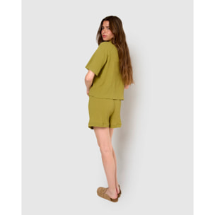 Set de camisa y short de algodón lino lima
