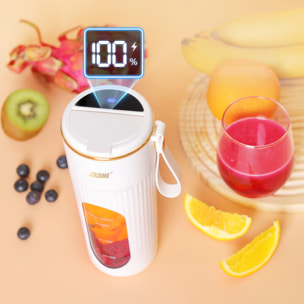 Batidora portátil AJ-01. 340ml con 14 cuchillas de acero, pantalla LCD e inicio de seguridad por doble click.