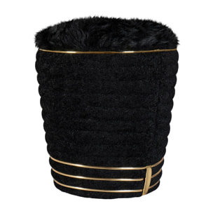 Pouf Doric 335 in velluto nero con inserti oro