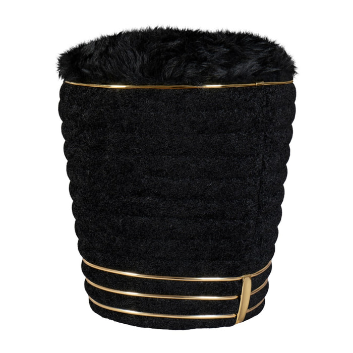 Pouf Doric 335 in velluto nero con inserti oro