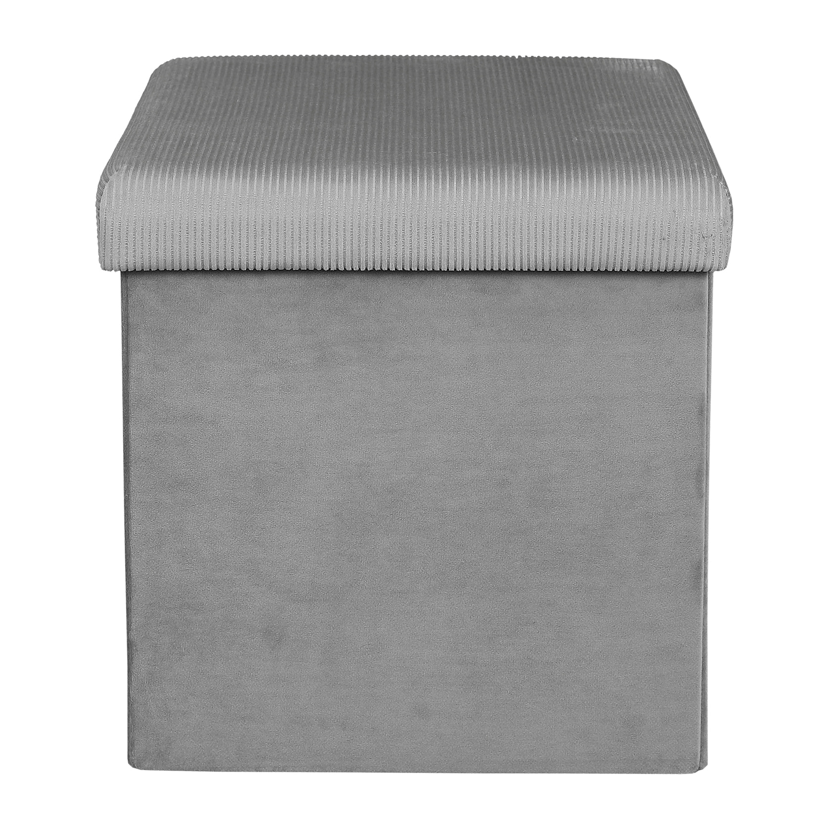 Coffre Pouf Pliable Velours Cotele Giulia Grism4