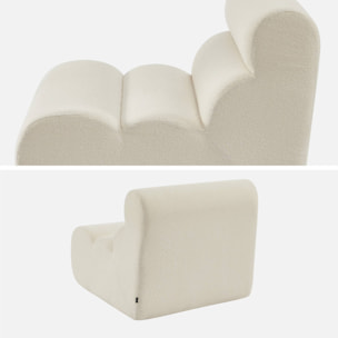 Lot de 3 chauffeuses bouclette texturée blanc 1 place - L 81 x P 99 x H 81cm - Nova
