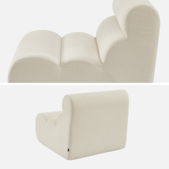 Lot de 3 chauffeuses bouclette texturée blanc 1 place - L 81 x P 99 x H 81cm - Nova
