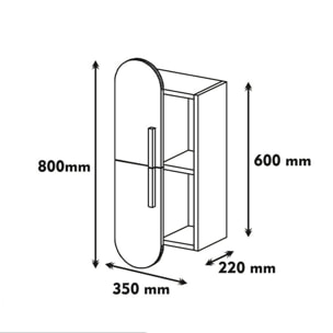 Mensola Dfirman, Scaffale, Ripiano a muro, Scaffalatura multiuso, 35x22h60 cm, Noce e Bianco