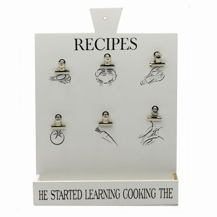 Portamemo in legno bianco con mensola cm30x6,5h40