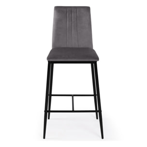 Tabourets de bar Jade velours gris foncé - lot de 4