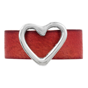 Anillo plata925 chapado piel corazón rojo