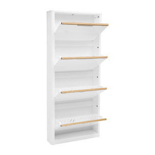 Meuble à chaussures 4 portes finition blanc laqué brillant L68 cm KIRK