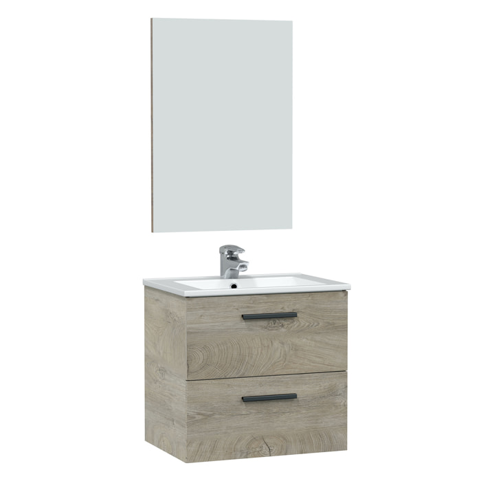 Mueble baño alan 2c 60cm color alaska con espejo, sin lavabo