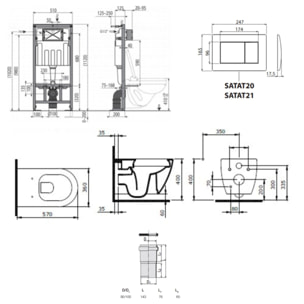 Pack WC bâti-support autoportant + WC suspendu sans bride Livea avec abattant SoftClose + plaque (STBEWR01-FR)