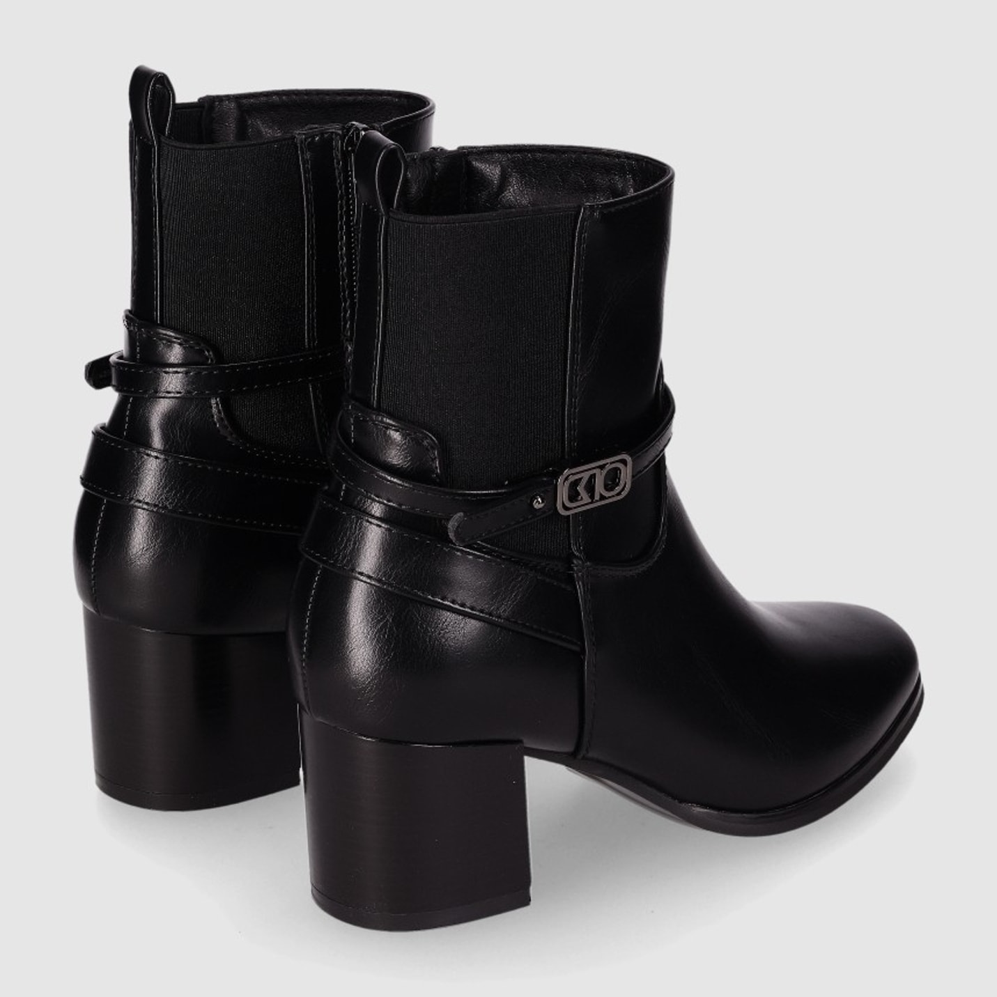 Botines de Piel Sintética - Negro - Tacón: 6 cm