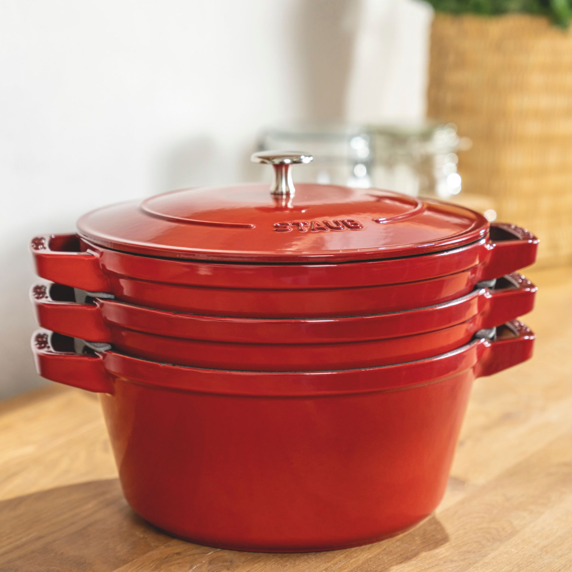 3-pcs, Set empilable, Cerise