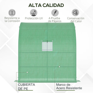 Invernadero Pequeño de Pared Invernadero de Exterior con Ventanas Estantes de 3 Niveles y Marco de Acero Invernadero para Cultivar Plantas Flores 200x100x215 cm Verde