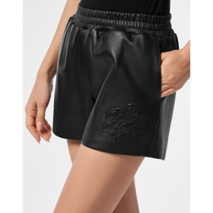 PHILIPP PLEIN Pantalones cortos de cuero SIGNATURE