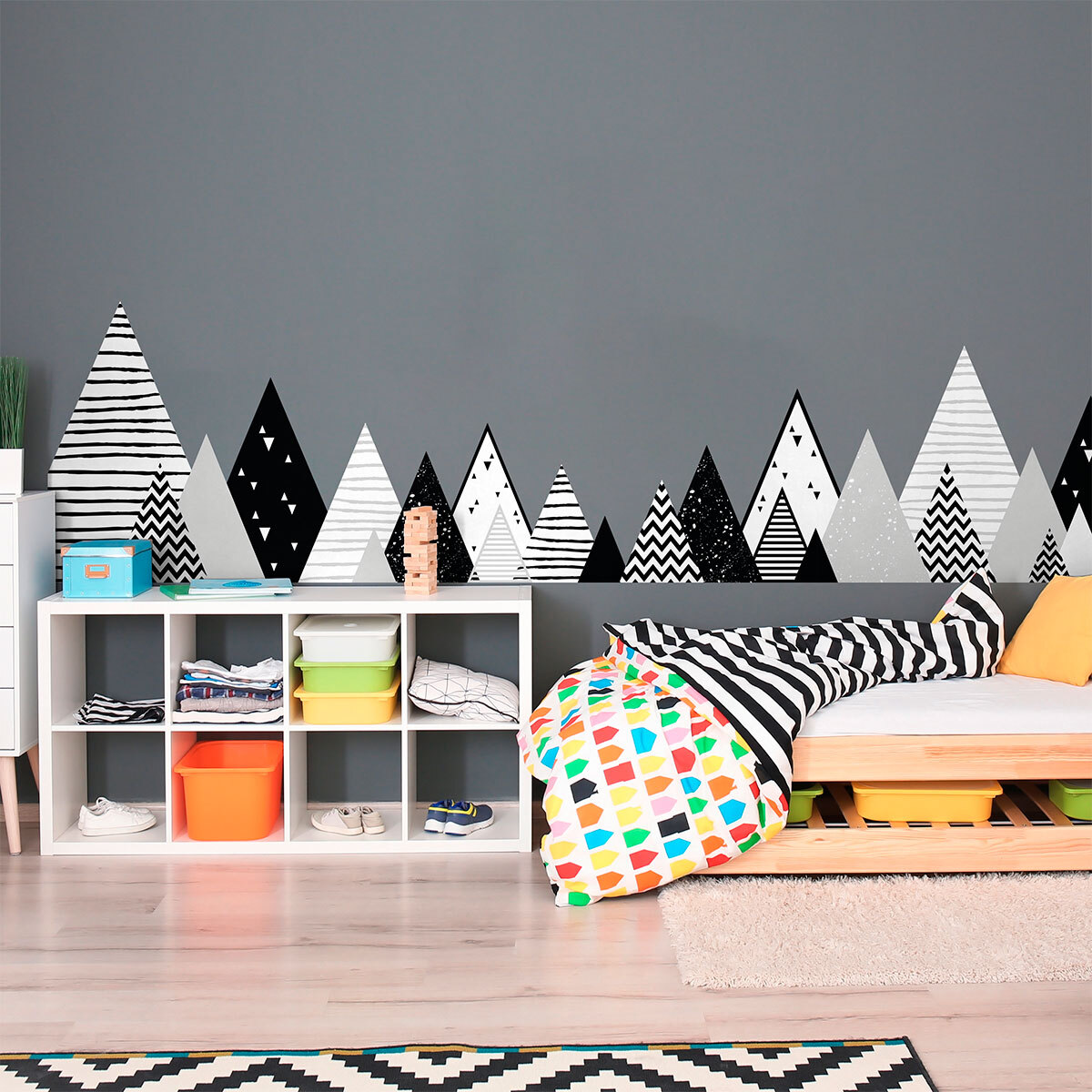 Stickers muraux enfants - Décoration chambre bébé - Autocollant Sticker mural géant enfant montagnes scandinaves MANONKA