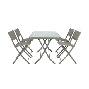 Table de jardin pliante acier + 4 assises ANCONA