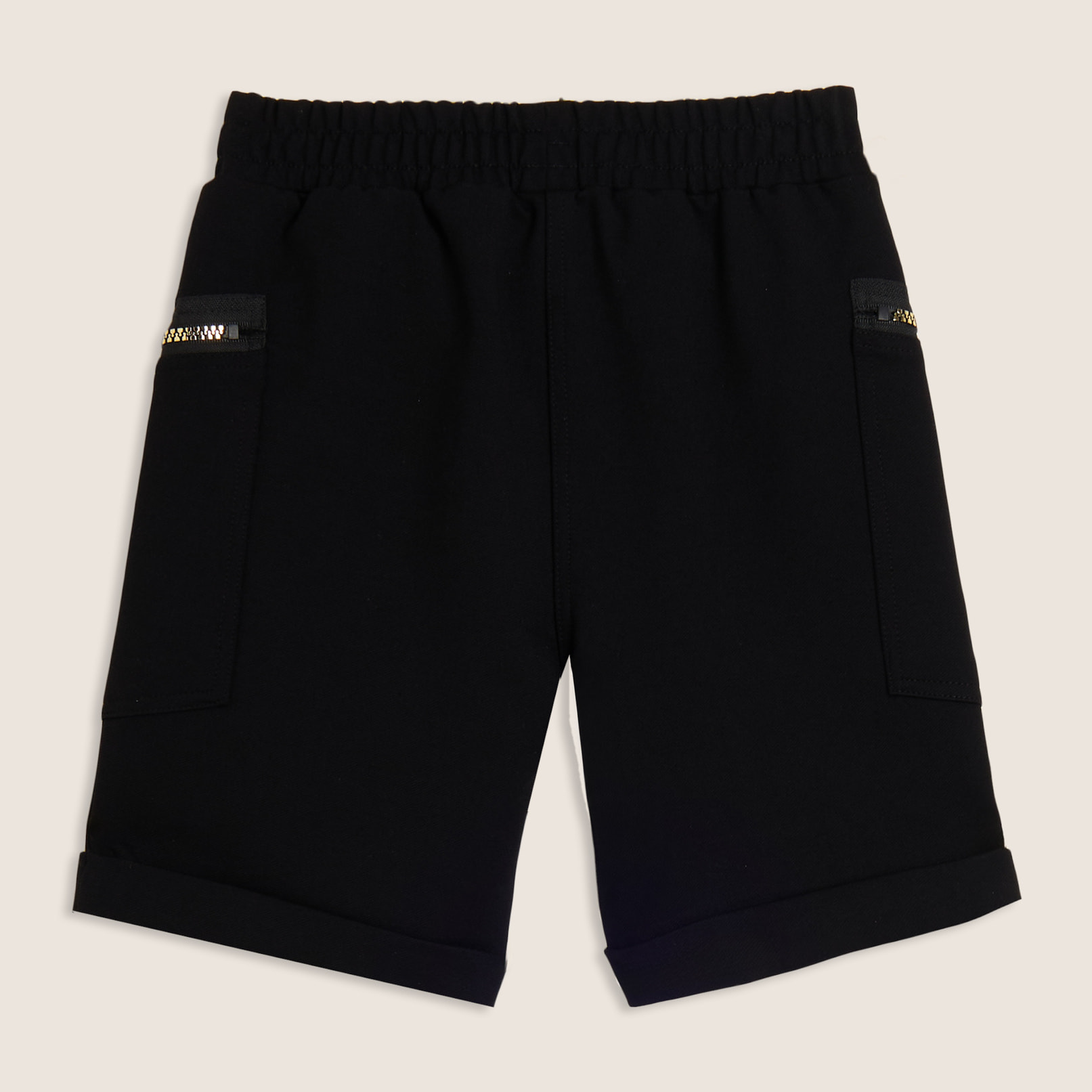 Shorts Junior con zip dorate e risvolto