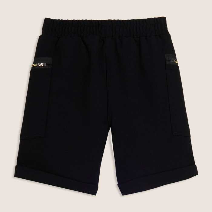 Shorts Junior con zip dorate e risvolto
