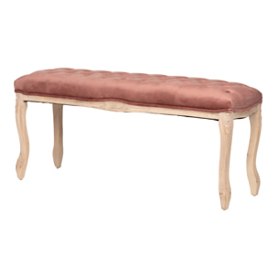 Pie Cama Velvet Capitone Patas Madera 110x36x47 Cm