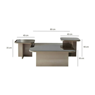 Tavolino da salotto Dpangraz, Tavolo basso da caffè, Portariviste per divano, Ripiano da soggiorno, 80x80h40 cm, Tortora e Fumè