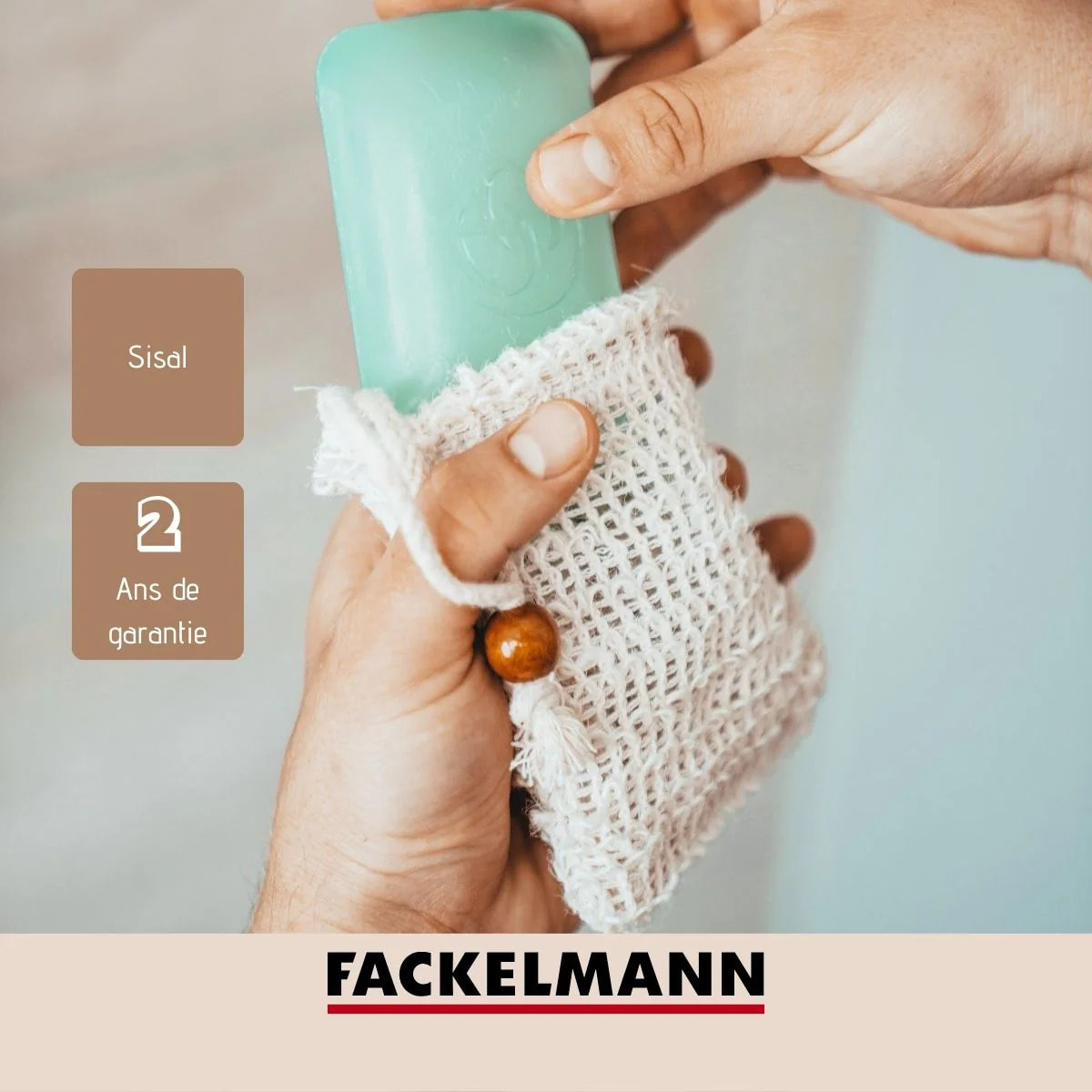 Lot de 2 sacs à savons solides en sisal Fackelmann Tecno