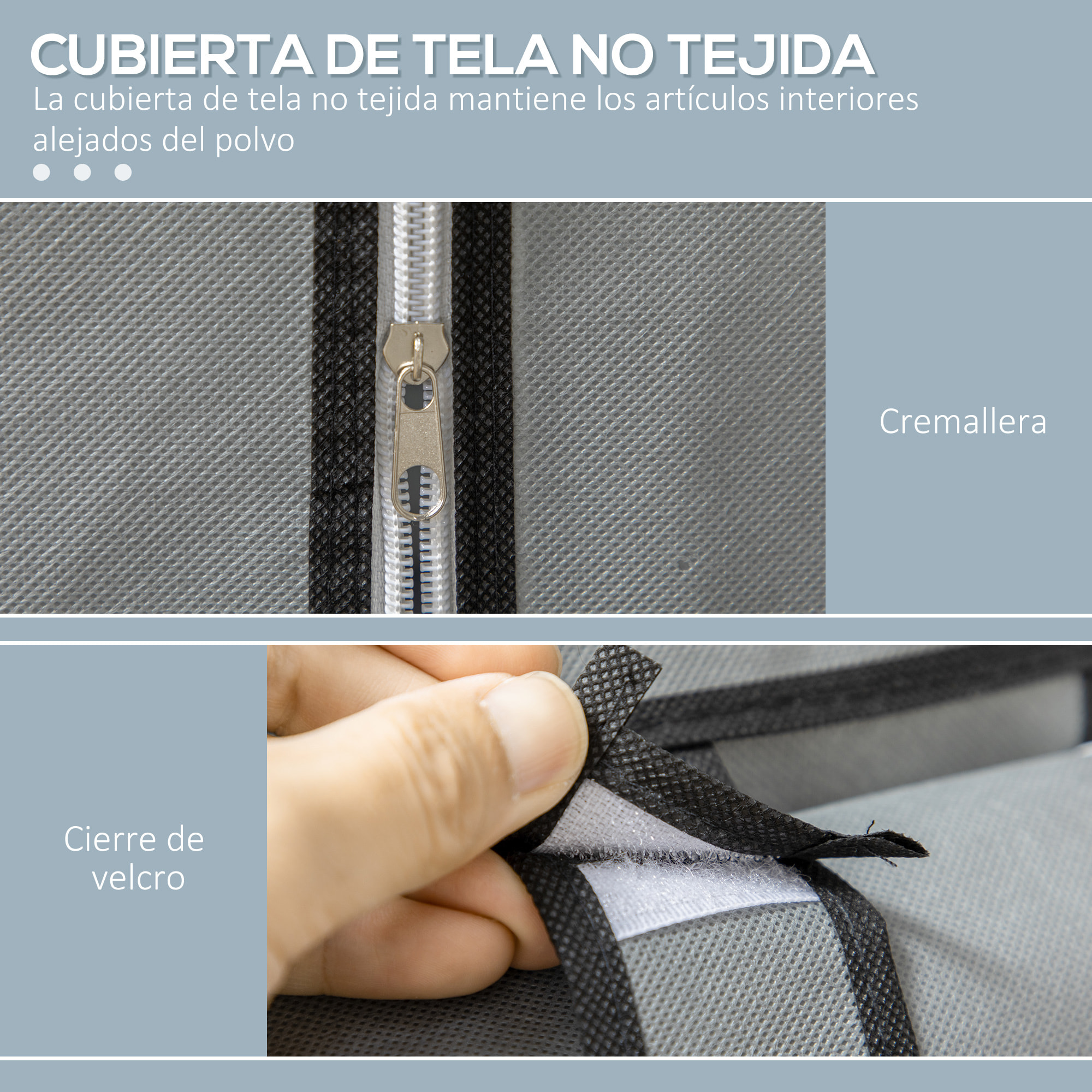 HOMCOM Armario de Tela Plegable Armario de Ropa Organizador Ropero Portátil con 6 Estantes y 1 Barra para Colgar para Dormitorio Vestidor 103x43x162,5 cm Gris