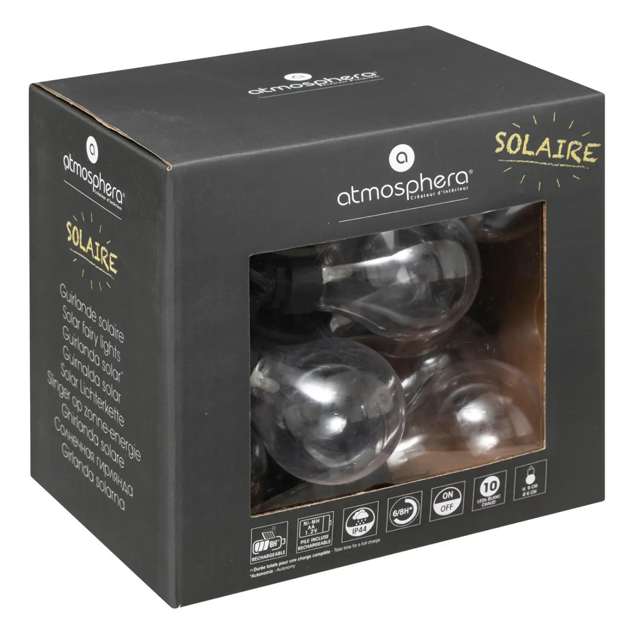 Guirlande LED solaire - 10 ampoules L500 cm