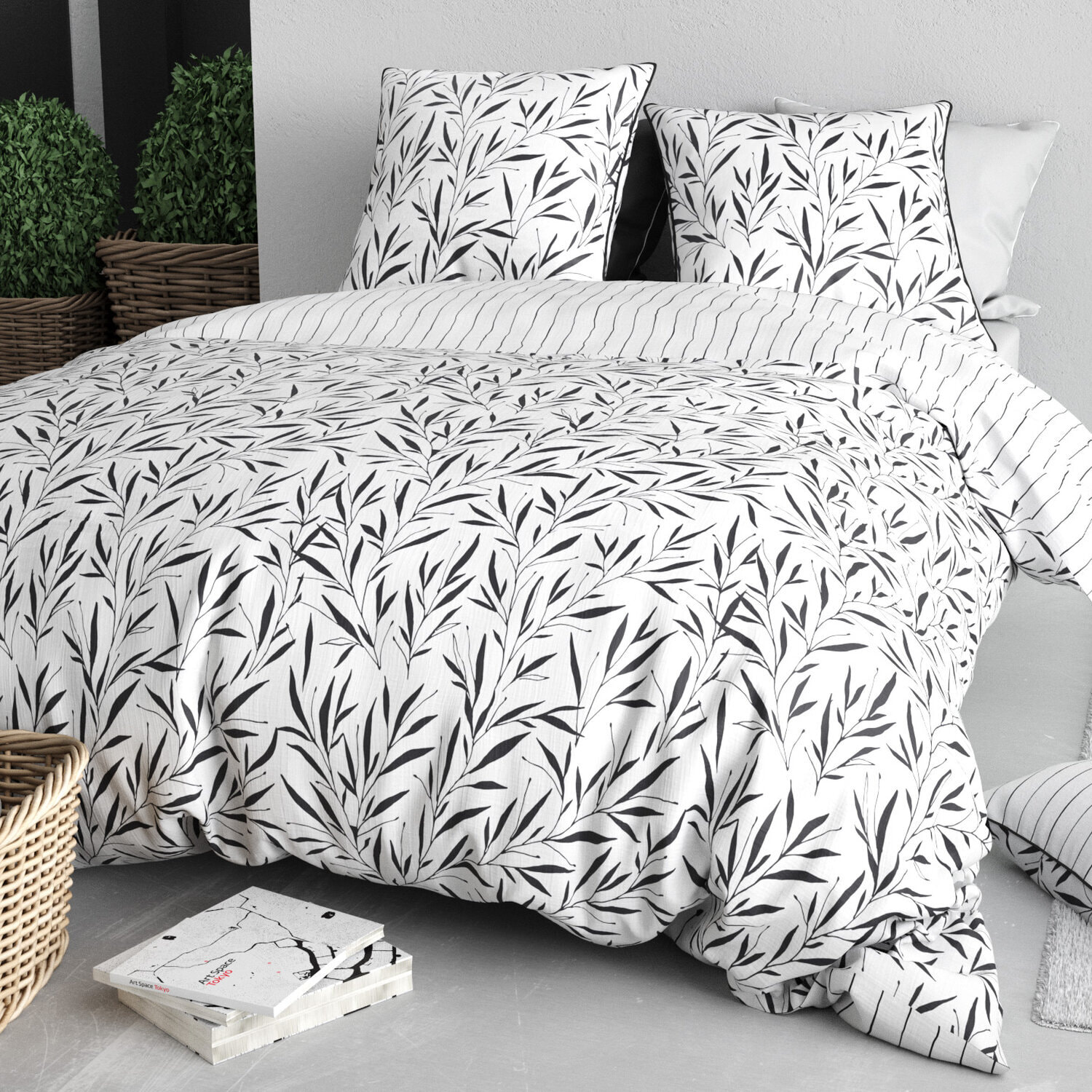 Parure housse de couette 3pcs 100% coton 57 fils nina