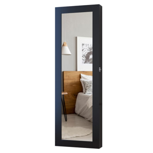 Armoire à bijoux multi-rangements design contemporain mural avec miroir 37L x 10l x 112H cm noire