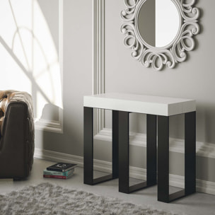 Console extensible 90x40/300 cm Sintesi Frêne Blanc cadre Anthracite