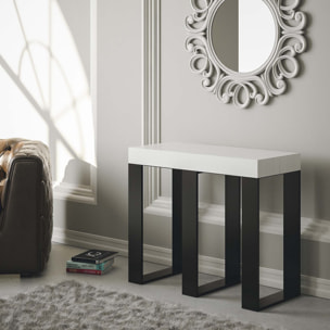 Console extensible 90x40/300 cm Sintesi Frêne Blanc cadre Anthracite