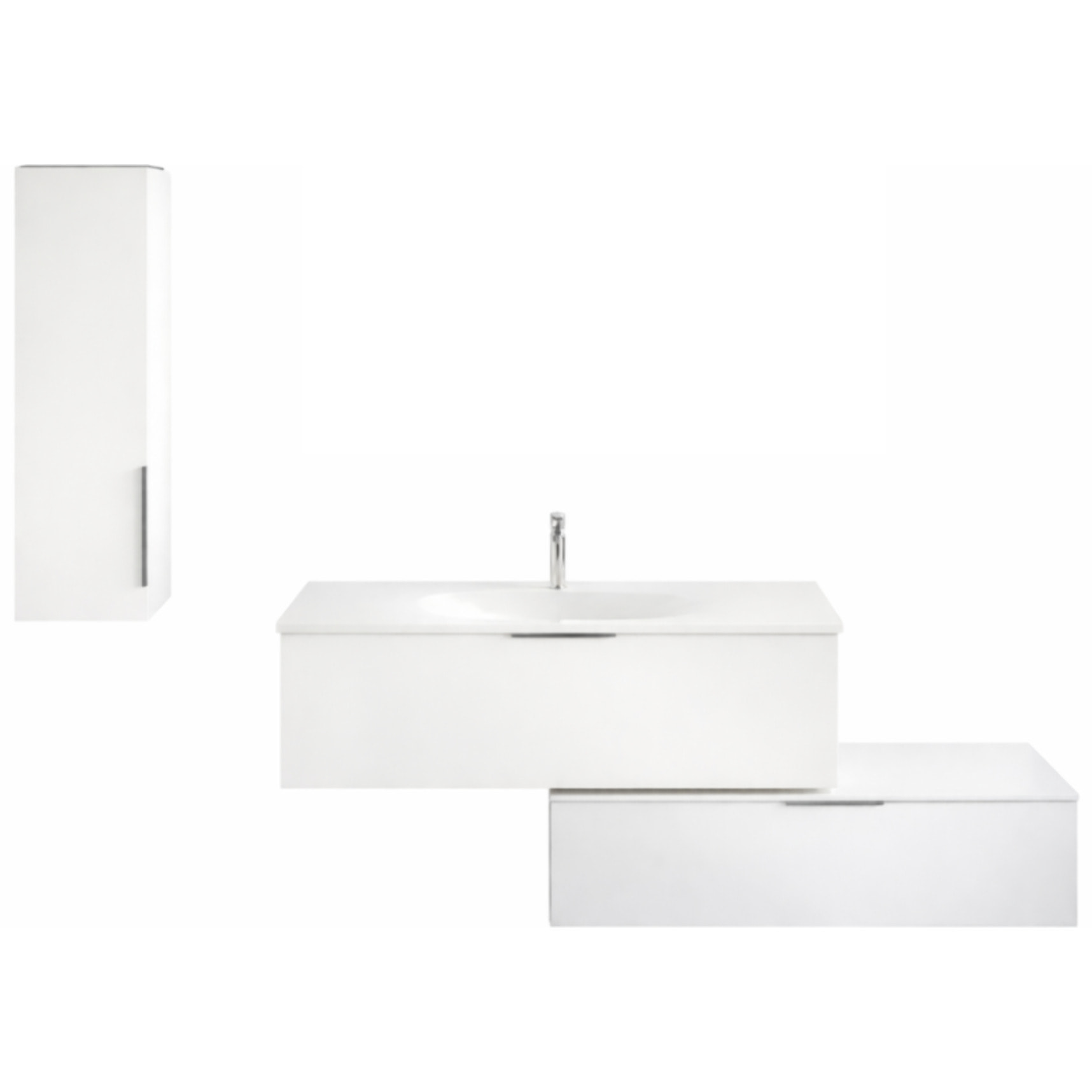 Meuble salle de bain vasque BURGBAD Olena en décaler 120 cm blanc brillant + colonne