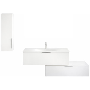 Meuble salle de bain vasque BURGBAD Olena en décaler 120 cm blanc brillant + colonne