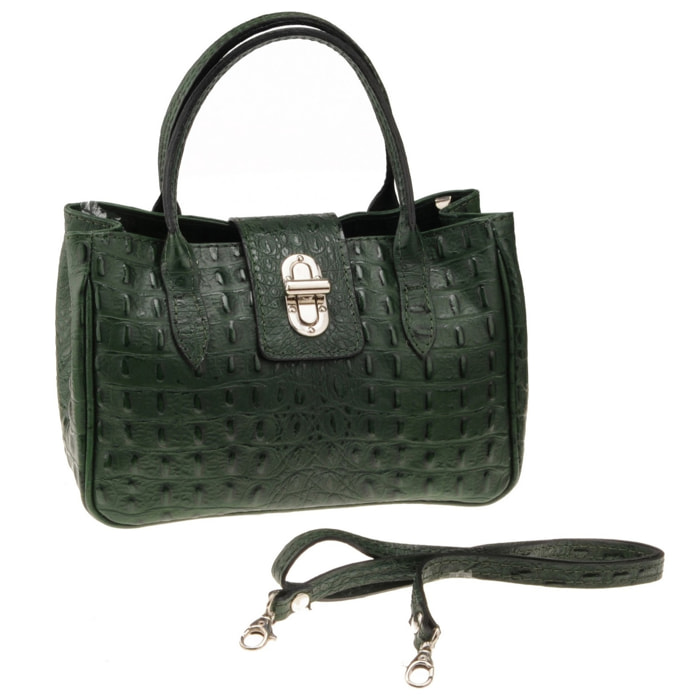 Borse Donna colore Verde-in pelle Made in Italy 17x26x12 cmcm