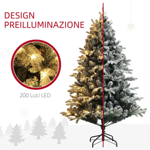 HOMCOM Albero di Natale Artificiale 180cm con 793 Rami, Luci LED e Rami Innevati, Verde