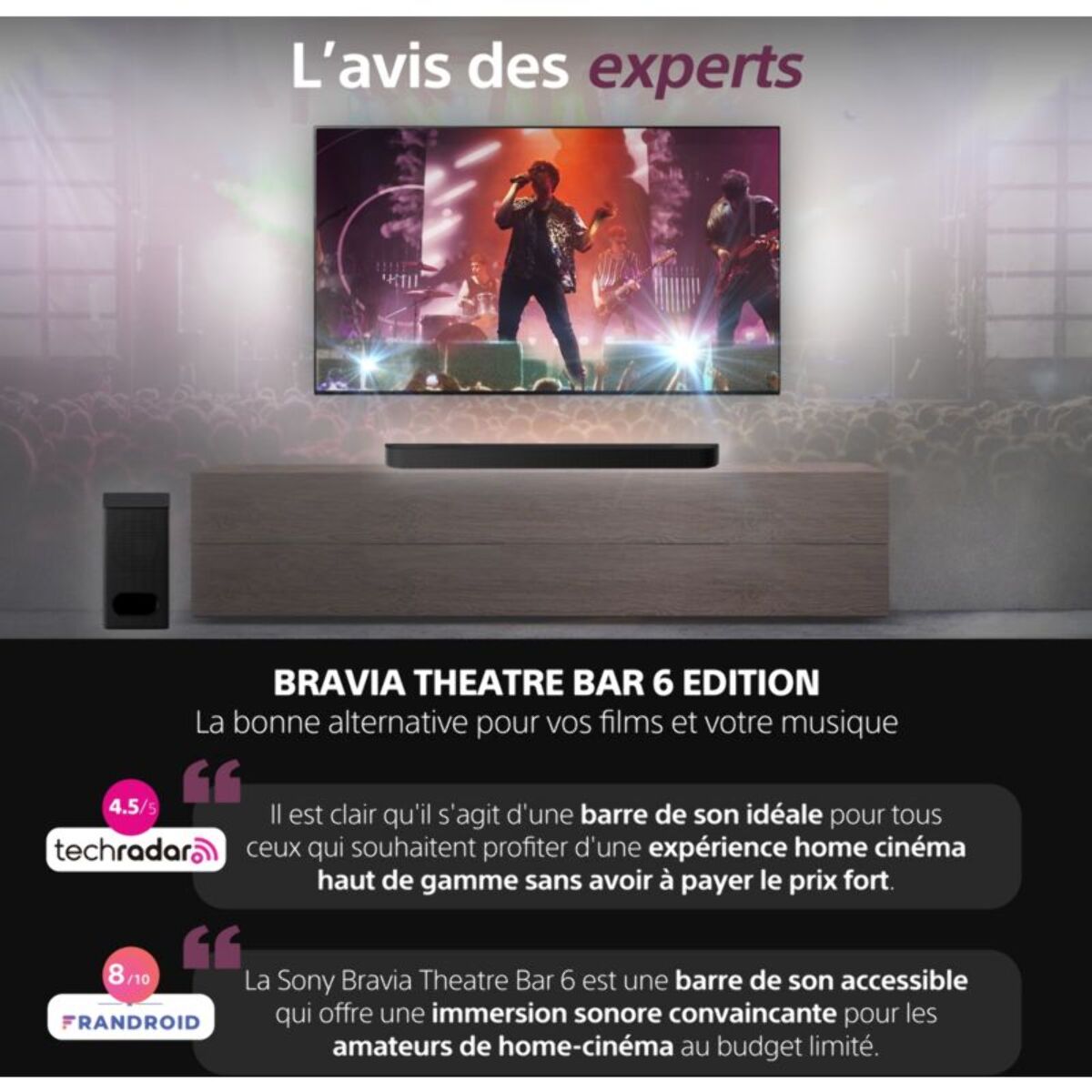 Barre de son SONY Bravia Theatre Bar 6 Edition - Dolby Atmos, Bluetooth, 250W, avec caisson sans fil