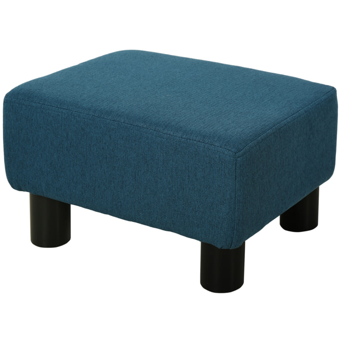 Repose-pied pouf tabouret style contemporain max. 150 Kg tissu bleu foncé chiné