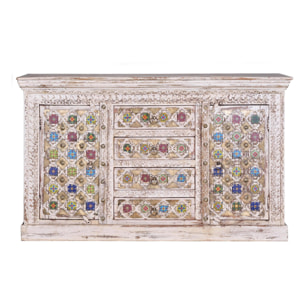 Aparador - madera de mango, cerámica y bronce - 145x40x90cm